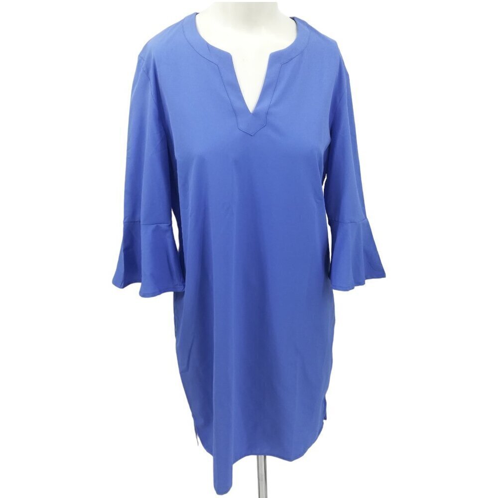 Coolibar Sun Protection UPF 50+ Blue Dress Coverup Size S Bell Sleeve Shift - Picture 1 of 15